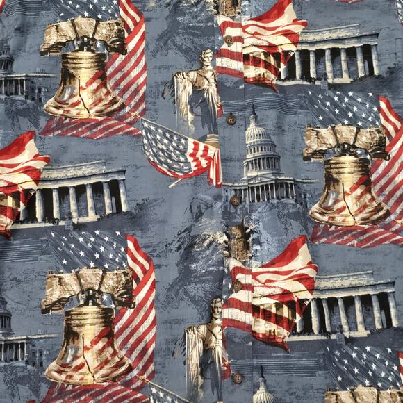 Vintage Boca Classics American Patriotic Bell Washington Button Up Polo Shirt - Picture 3 of 7